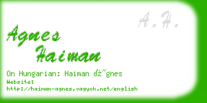 agnes haiman business card